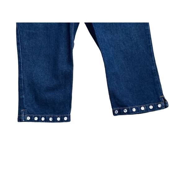 Jeanology Capri Jeans Rhinestone Hem Cropped Size 8 Blue Denim - Picture 5 of 9